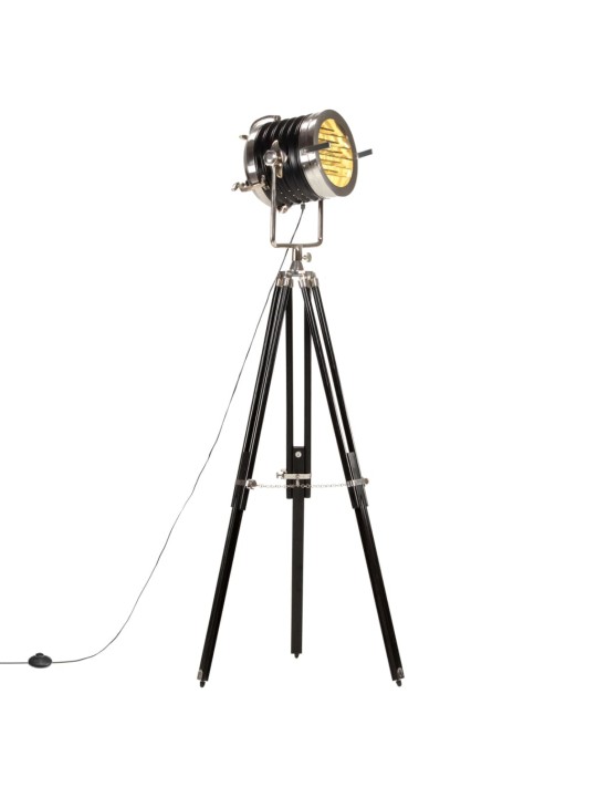 Stojací lampa na stativu černá masivní mangovník 171 cm