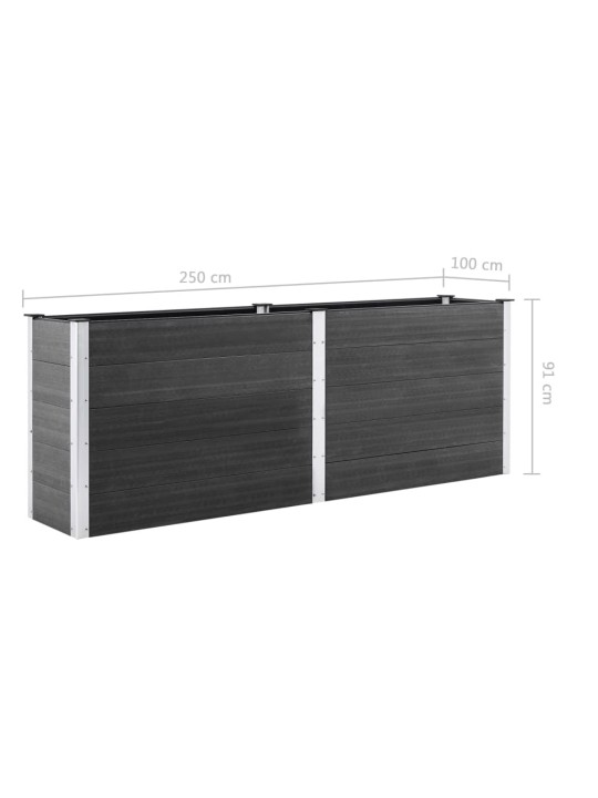 Zahradní vyvýšený záhon 250 x 100 x 91 cm dřevoplast šedý
