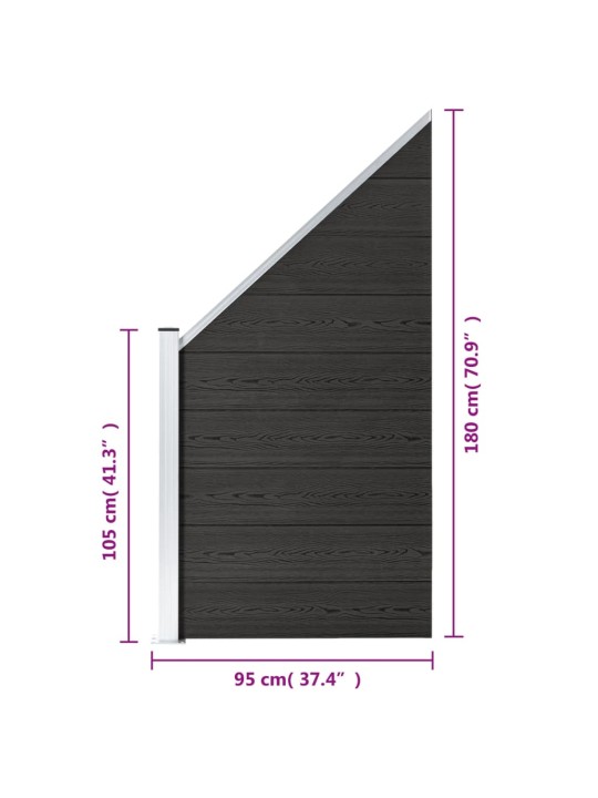 Plotový dílec WPC 95 x (105–180) cm šedý