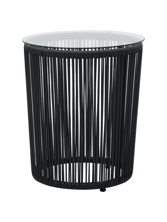 3dílný bistro set s poduškami PE ratan černý