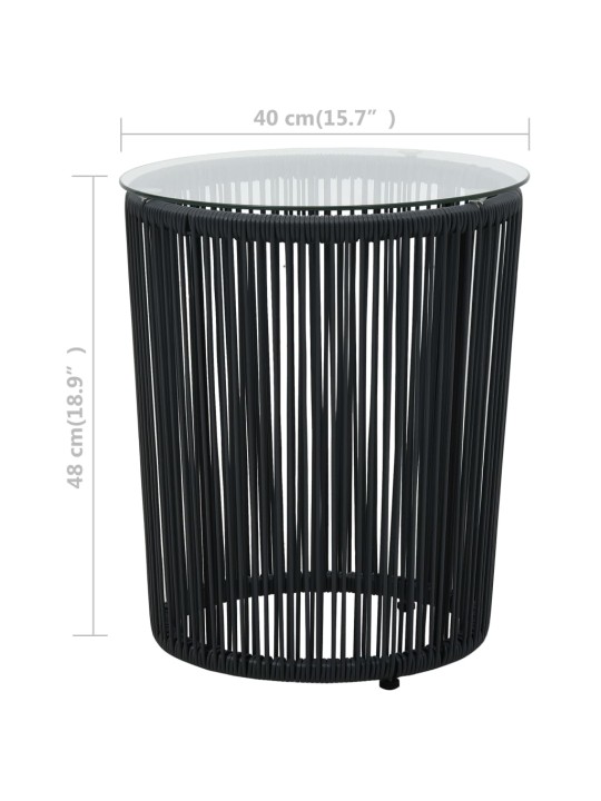 3dílný bistro set s poduškami PE ratan černý