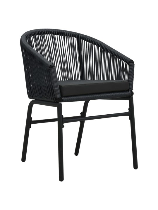 3dílný bistro set s poduškami PE ratan černý