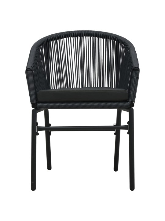3dílný bistro set s poduškami PE ratan černý