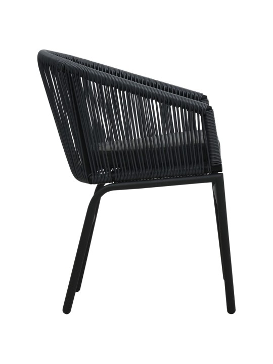 3dílný bistro set s poduškami PE ratan černý