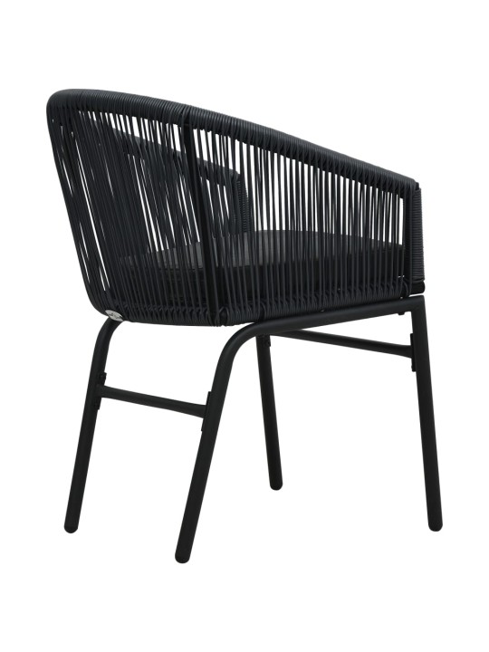 3dílný bistro set s poduškami PE ratan černý