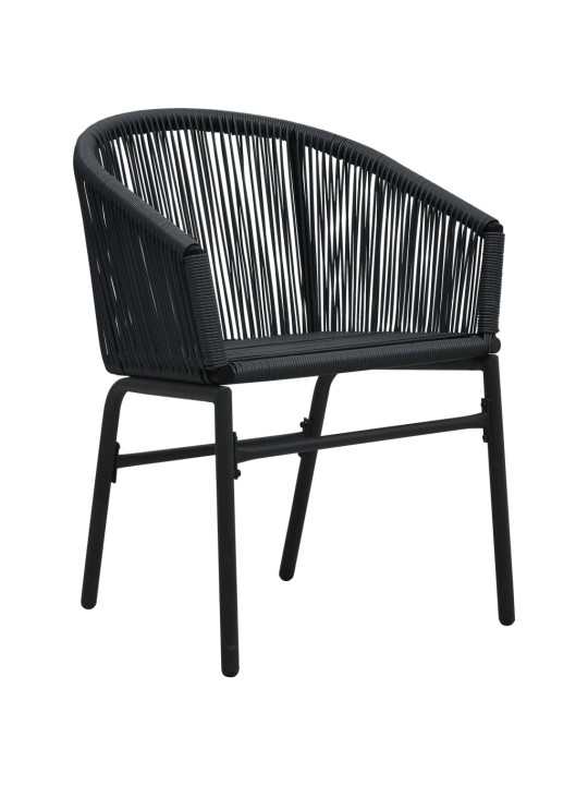 3dílný bistro set s poduškami PE ratan černý