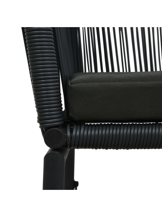 3dílný bistro set s poduškami PE ratan černý