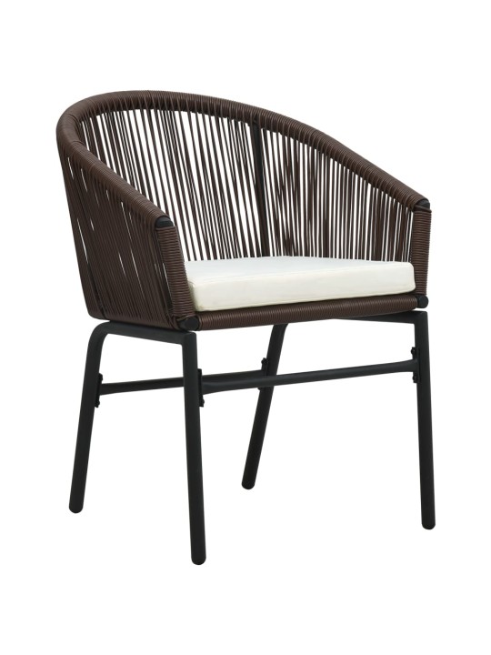 3dílný bistro set s poduškami PE ratan hnědý