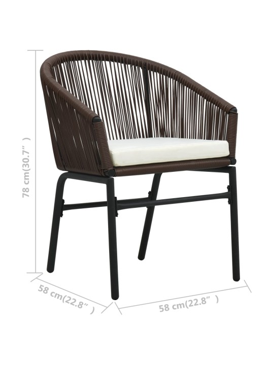 3dílný bistro set s poduškami PE ratan hnědý