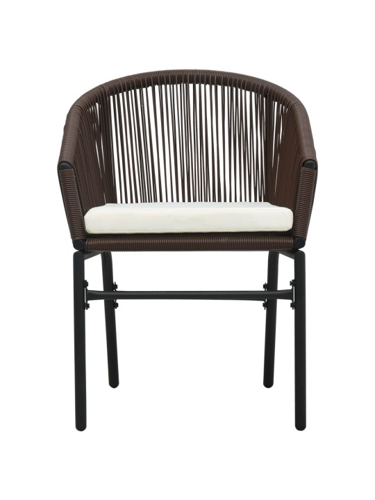 3dílný bistro set s poduškami PE ratan hnědý