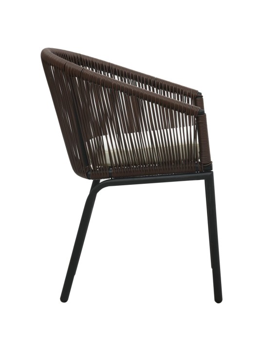 3dílný bistro set s poduškami PE ratan hnědý