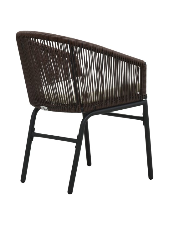 3dílný bistro set s poduškami PE ratan hnědý