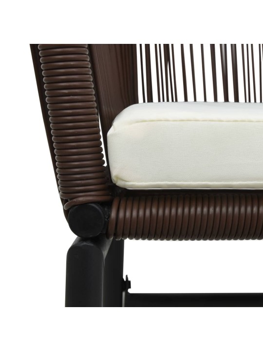 3dílný bistro set s poduškami PE ratan hnědý