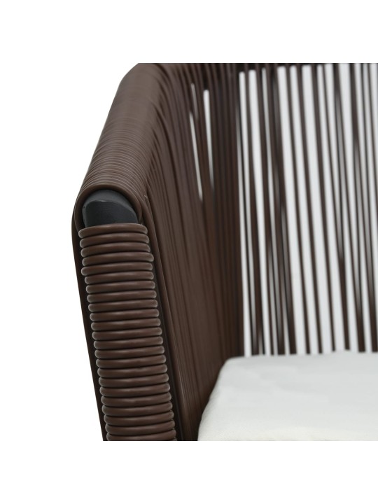 3dílný bistro set s poduškami PE ratan hnědý