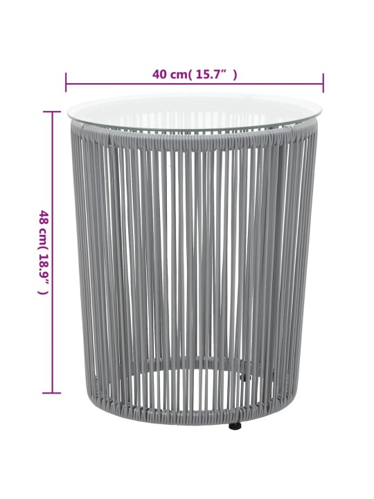 3dílný bistro set s poduškami PE ratan šedý