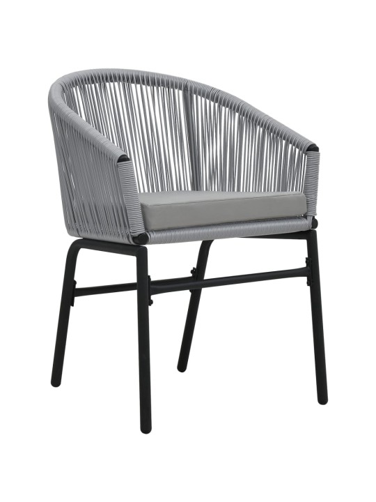 3dílný bistro set s poduškami PE ratan šedý