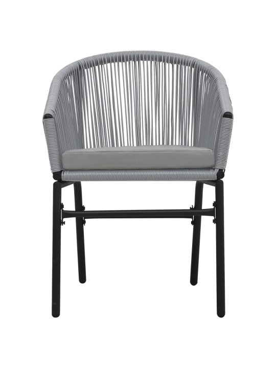 3dílný bistro set s poduškami PE ratan šedý