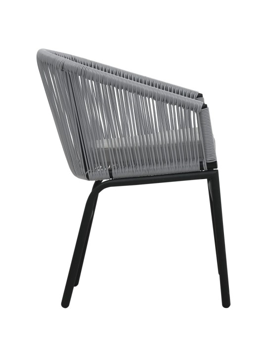 3dílný bistro set s poduškami PE ratan šedý
