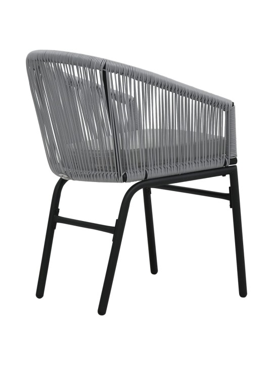 3dílný bistro set s poduškami PE ratan šedý
