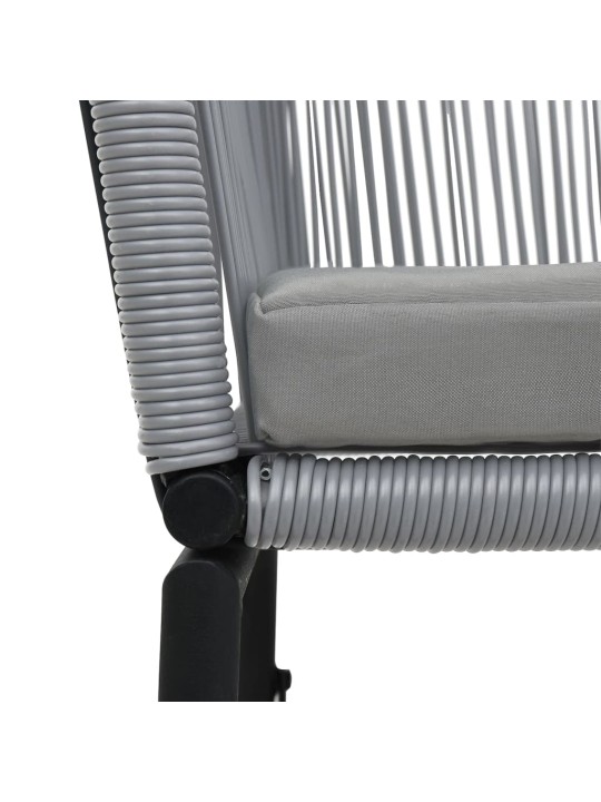 3dílný bistro set s poduškami PE ratan šedý