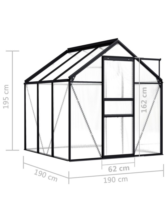 Skleník antracitový hliníkový 3,61 m²