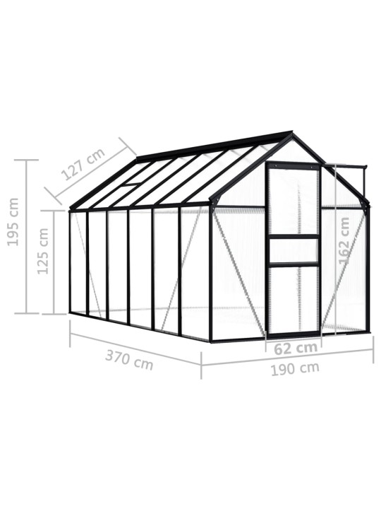 Skleník antracitový hliníkový 7,03 m²