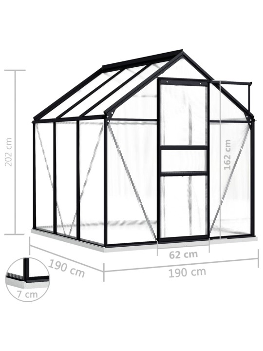 Skleník s podkladovým rámem antracitový 3,61 m²