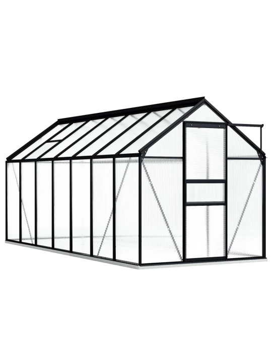 Skleník s podkladovým rámem antracitový hliník 8,17 m²