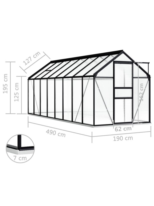 Skleník s podkladovým rámem antracitový hliník 9,31 m²
