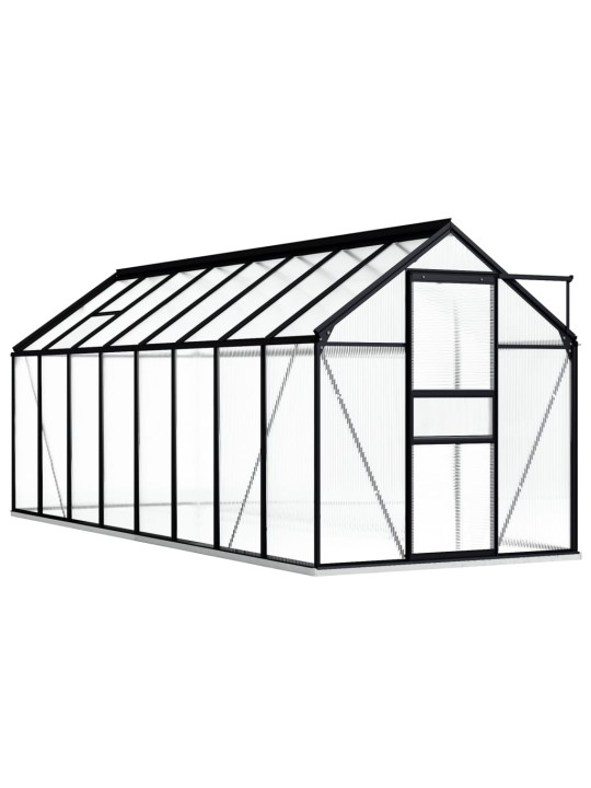 Skleník s podkladovým rámem antracitový hliník 9,31 m²