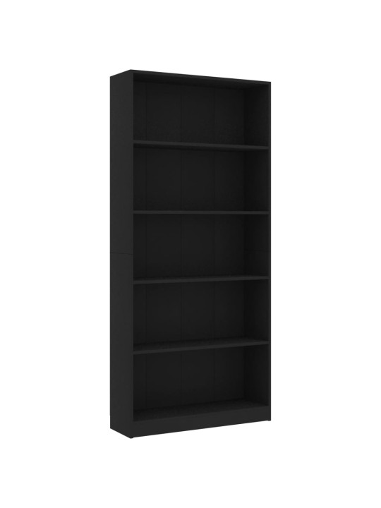5patrová knihovna černá 80 x 24 x 175 cm kompozitní dřevo