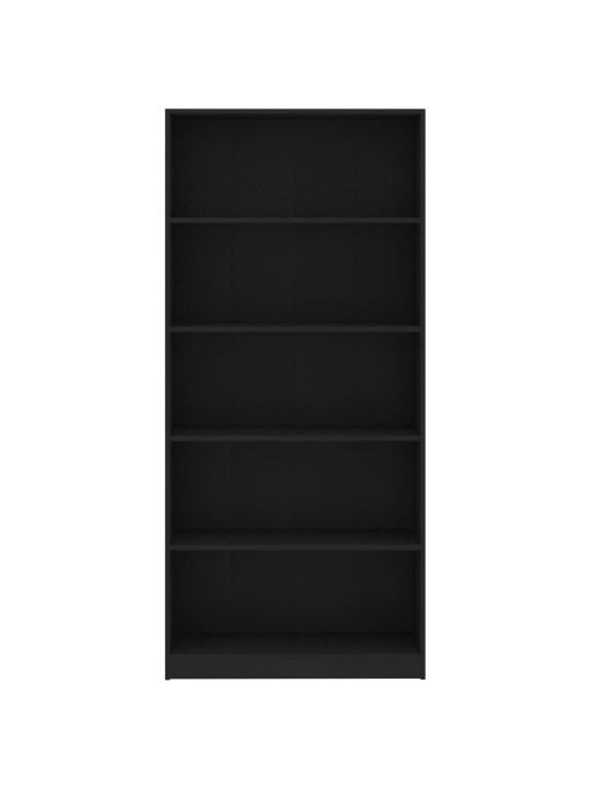 5patrová knihovna černá 80 x 24 x 175 cm kompozitní dřevo