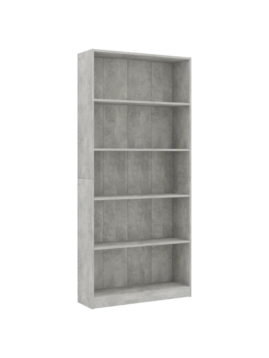 5patrová knihovna betonově šedá 80x24x175 cm kompozitní dřevo