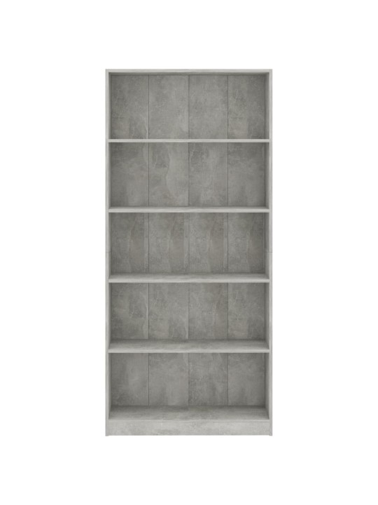 5patrová knihovna betonově šedá 80x24x175 cm kompozitní dřevo
