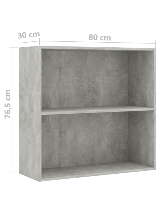 2patrová knihovna betonově šedá 80 x 30 x 76,5 cm dřevotříska