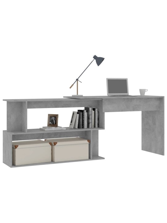 Rohový psací stůl betonově šedý 200 x 50 x 76 cm dřevotříska