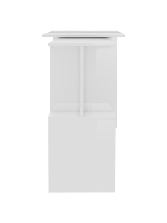 Rohový psací stůl bílý vysoký lesk 200 x 50 x 76 cm dřevotříska