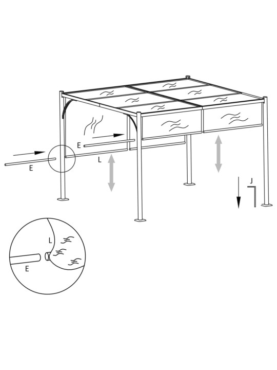 Zahradní pergola se zatahovací střechou 3 x 3 m antracitová