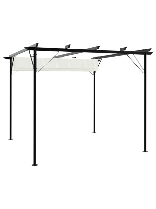 Pergola se zatahovací střechou krémově bílá 3 x 3 m ocel