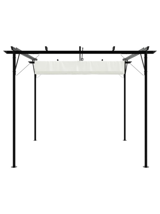 Pergola se zatahovací střechou krémově bílá 3 x 3 m ocel