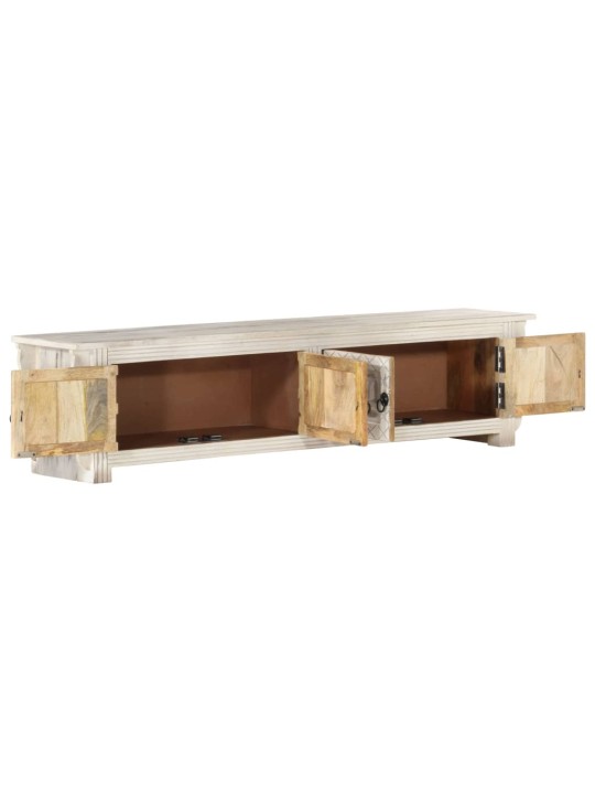 TV stolek bílý 140 x 30 x 35 cm masivní mangovníkové dřevo