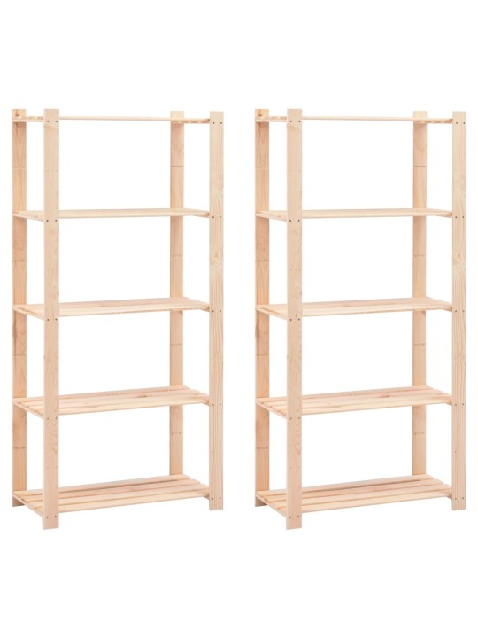 Úložný regál 5 polic 2 ks 80x38x170 cm masivní borovice 250 kg