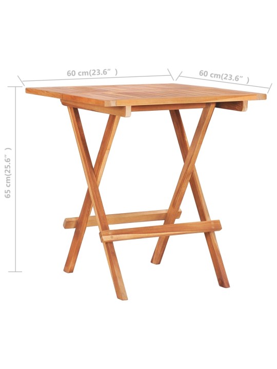 Skládací bistro stolek 60 x 60 x 65 cm masivní teakové dřevo