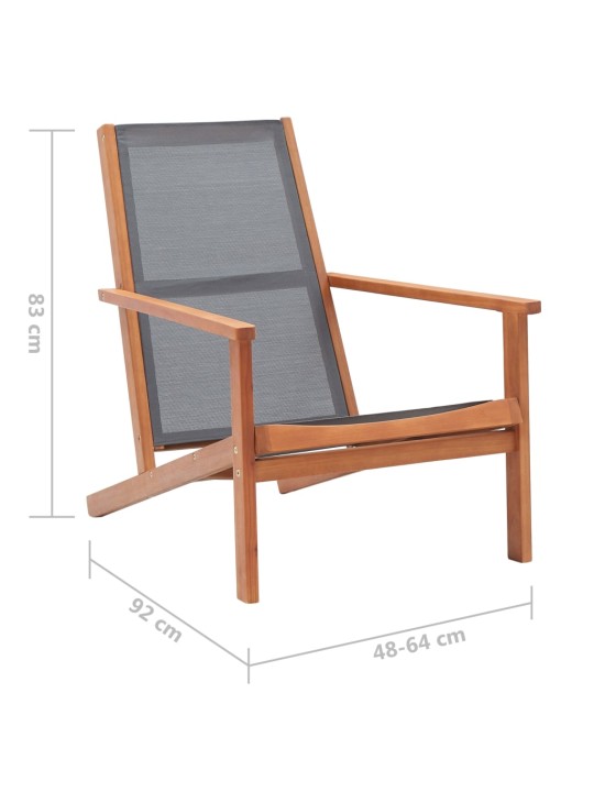 Zahradní křeslo šedé masivní eukalyptus a textilen