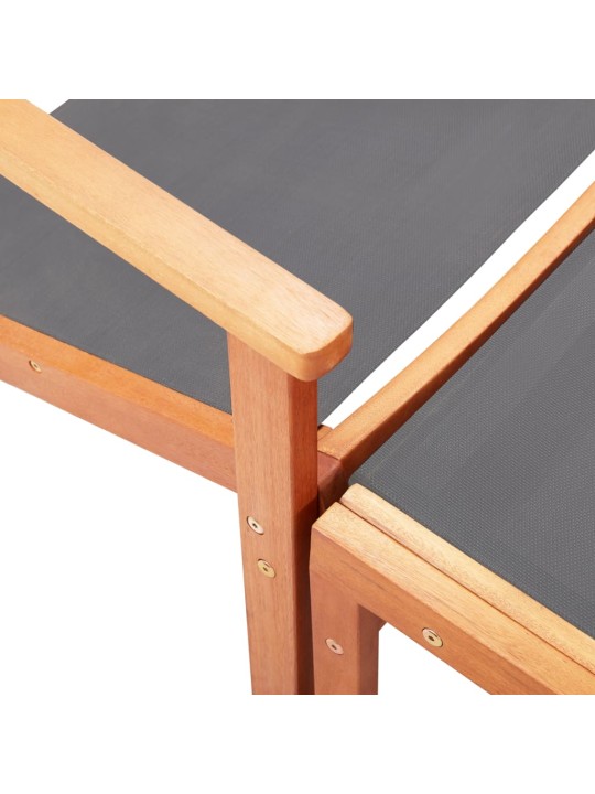 Zahradní křeslo s podnožkou šedé masivní eukalyptus a textilen
