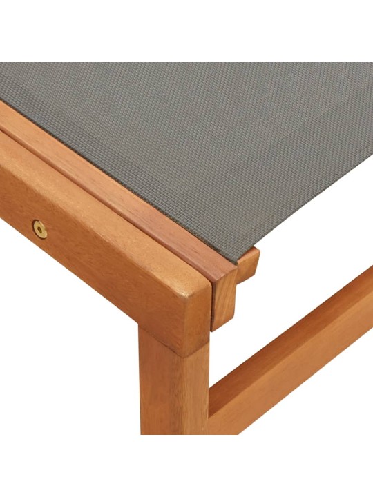 Zahradní křeslo s podnožkou šedé masivní eukalyptus a textilen