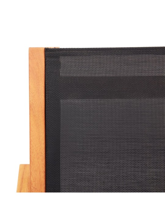 Zahradní křeslo s podnožkou černé masivní eukalyptus a textilen