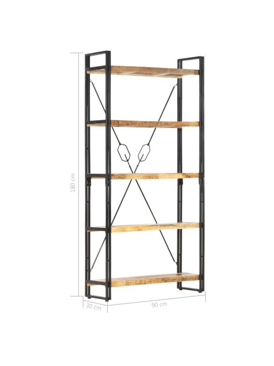 Knihovna s 5 policemi 90x30x180 cm masivní mangovníkové dřevo