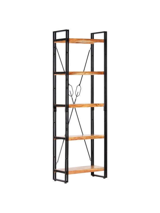 Knihovna s 5 policemi 60 x 30 x 180 cm masivní akáciové dřevo