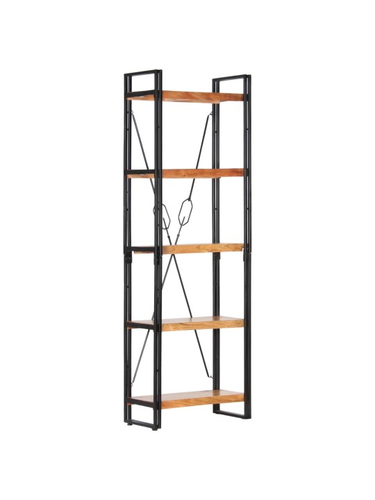 Knihovna s 5 policemi 60 x 30 x 180 cm masivní akáciové dřevo